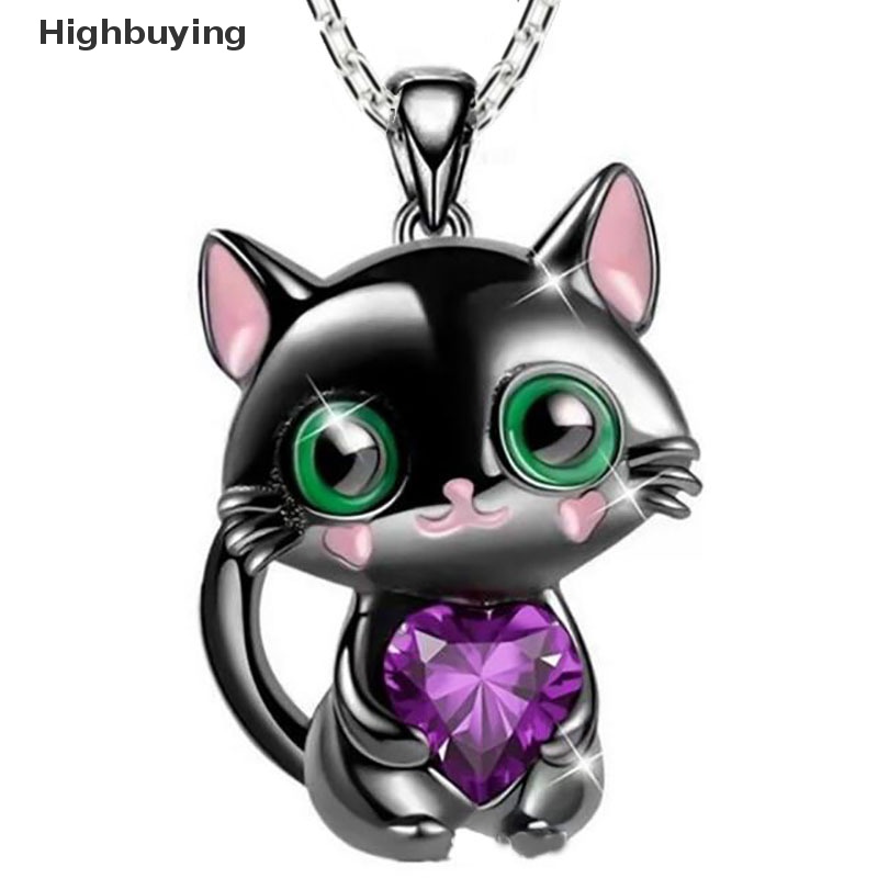 Hbid Fashion Love Kristal Kucing Liontin Kalung Cinta Alami Kucing Kristal Perhiasan Hewan Untuk Wanita Valenes Hadiah Hari Glory