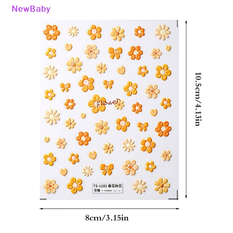 Newbaby Nail Art Stiker Decals Hitam Bunga Liar Floral Fern Rose Sunflower Decals ID