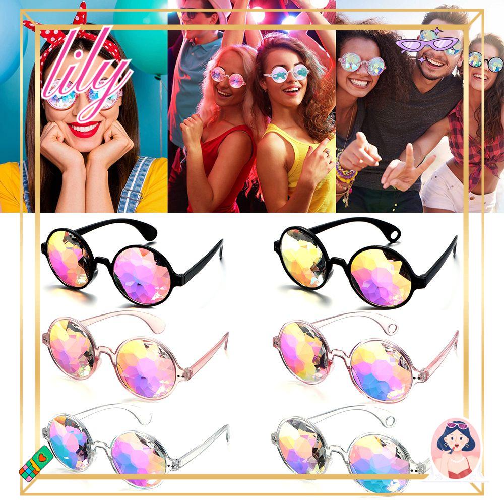 Lily Kaleidoscope Kacamata Pelangi Lensa Kristal Klub Malam Festivals Eyewear