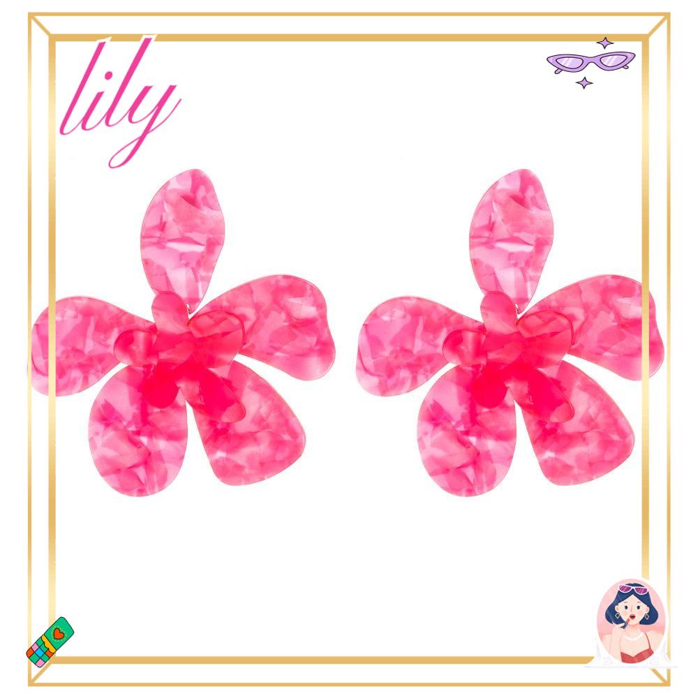 Lily Crylic Flower Earrings Pesta Berlebihan Aksesoris Perhiasan Akrilik