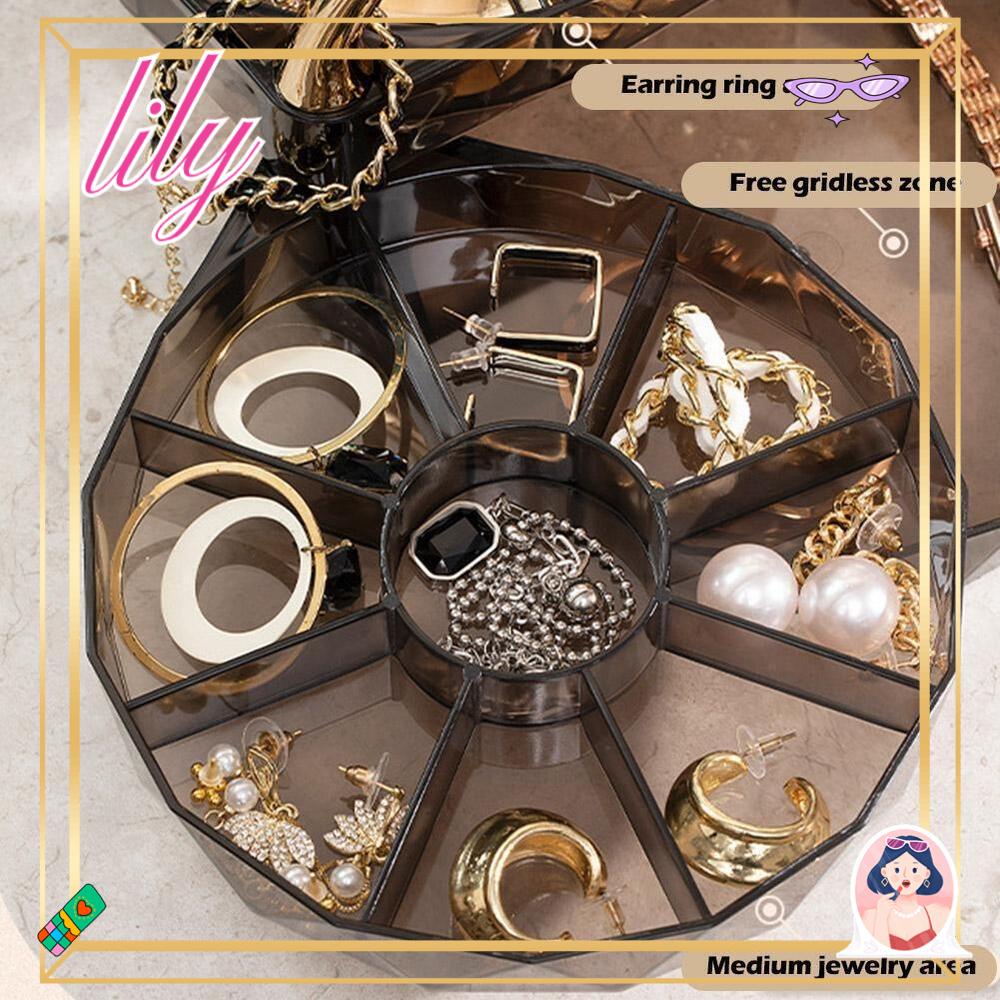 Lily Jewelry Storager Desktop Swan Perspective Penyimpanan Cincin Dan Kalung Penyimpanan Anting Dust Proof Box Kotak Perhiasan