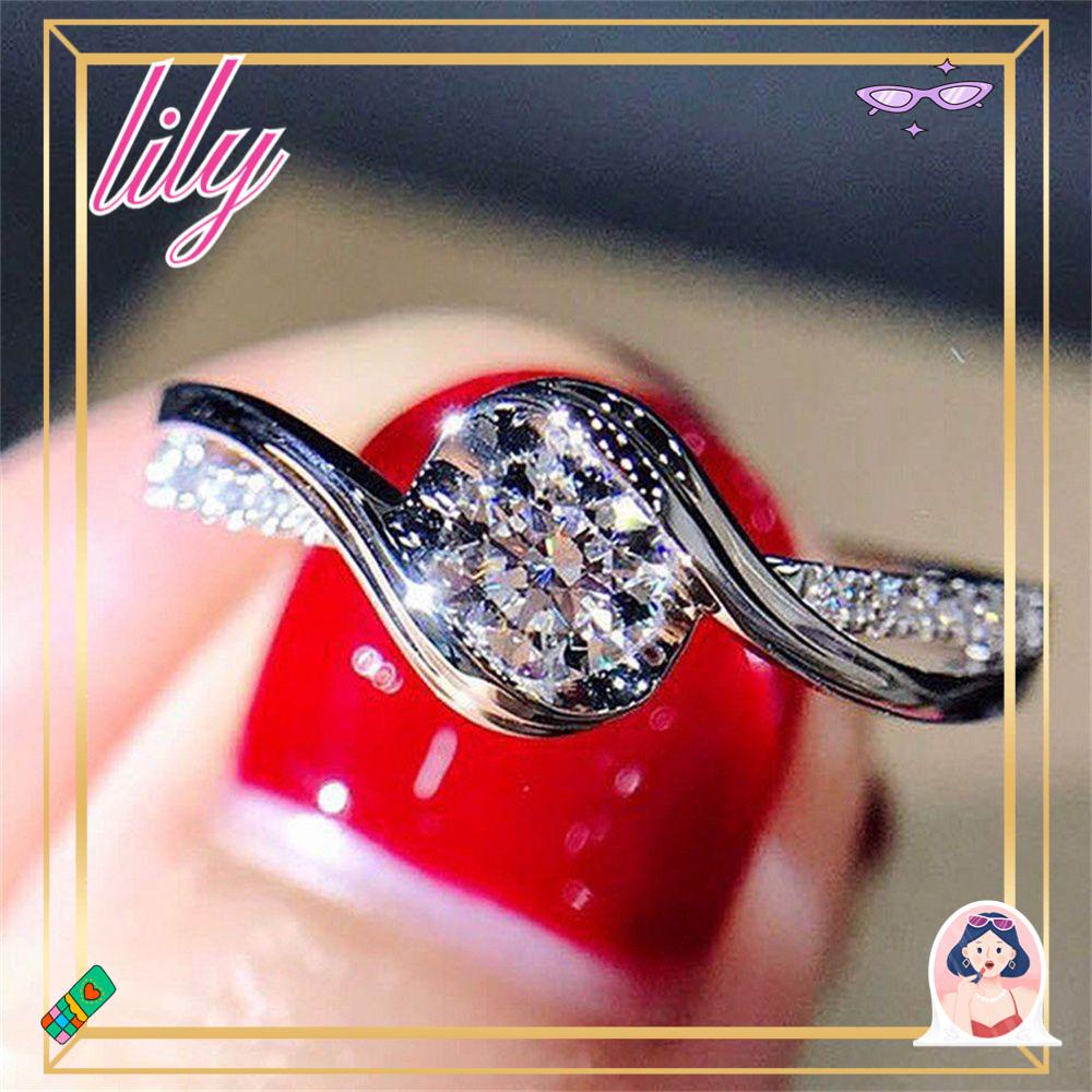 Lily White Sapphire Ring Berlian Putih Elegan Size 6-10 Cincin Kawin