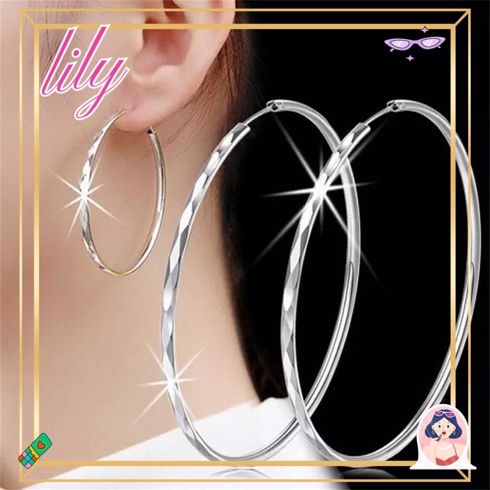 Lily Hoop Earrings 30mm-60mm Piercing Perhiasan Pesta Anting Loop Halus