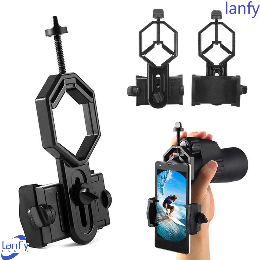 LANFY Practical Cellphone Adapter Mount Adjustable Phone Stand Telescope Bracket Spotting Scope Holder Metal/ABS Telescope Clip Black Cellphone Microscope Bracket/Multicolor