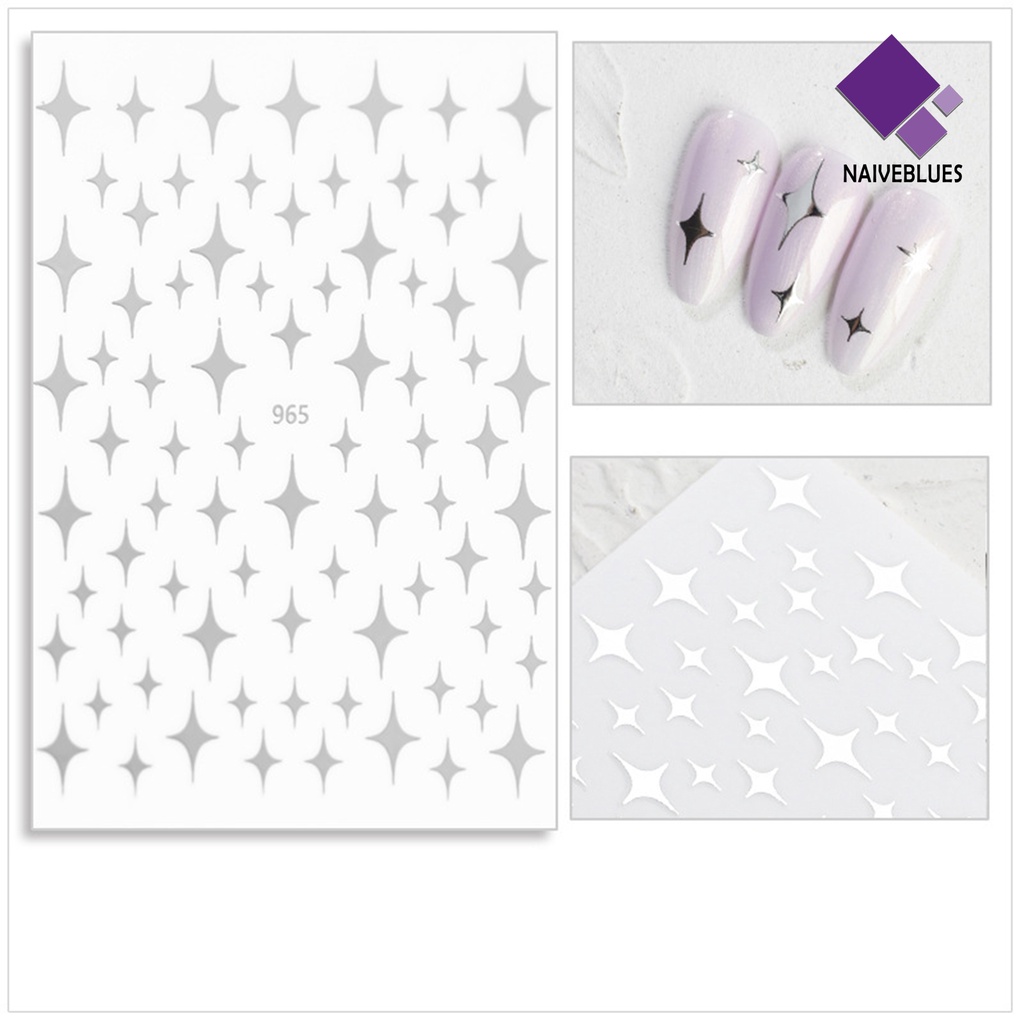 [naiveblues] 7pcs/set Stiker Meteor Kuku Lem Belakang Mudah Berkilau Starlight Meteor Manicure Stickers