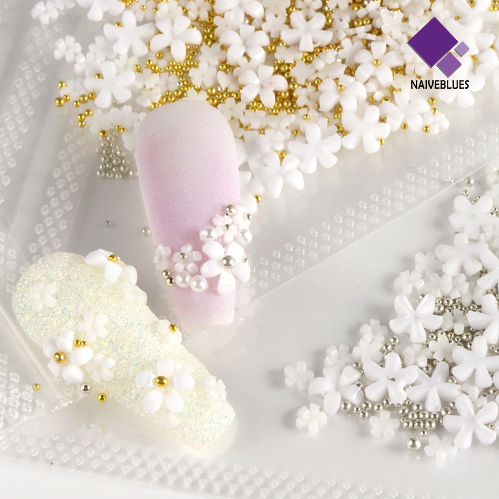[naiveblues] 1pouch Nail Art Manik Multi Fungsi Tahan Air 3D Manicures Jewelry Bead Decor Untuk