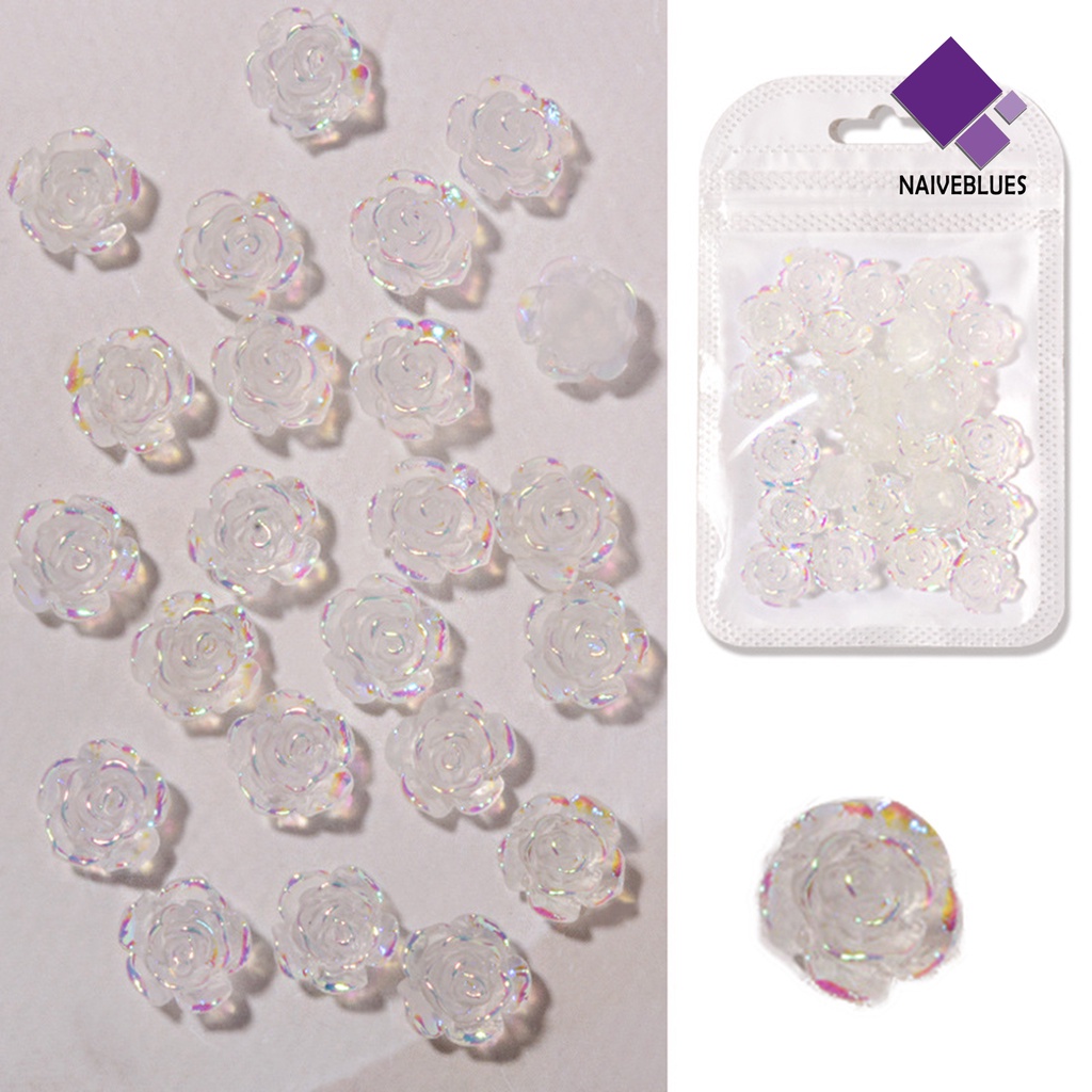 [naiveblues] 30pcs Dekorasi Kuku Bunga Glitter Stylish Nail Accessories Flower Nail Art Untuk Salon