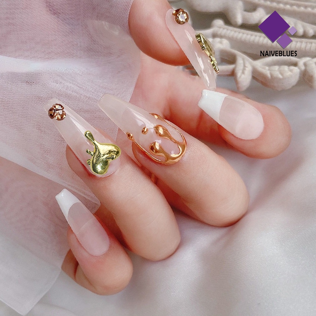 [naiveblues] 10pcs/set Nail Art Charms Multi-Warna Mengkilap Mini 3D DIY Aksesoris Kuku Cinta Hati