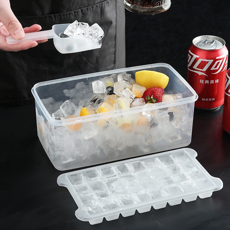 Kapasitas Tinggi PP Es Batu Membuat Tray Ice Bucket Cetakan Food Grade DIY Ice Ball Maker Cepat Beku Silikon Silinder Cangkir Dengan Tutup Es Batu Kotak Penyimpanan Aksesoris Dapur