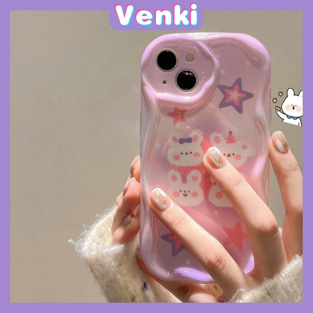 VENKI - For iPhone 14 Pro Max iPhone TPU Curved Edge Wave Case iPhone Case Soft Shell Stars Cute Bunny Compatible with iPhone 13 Pro max 12 Pro Max 11 xr xs max 7Plus 8Plus