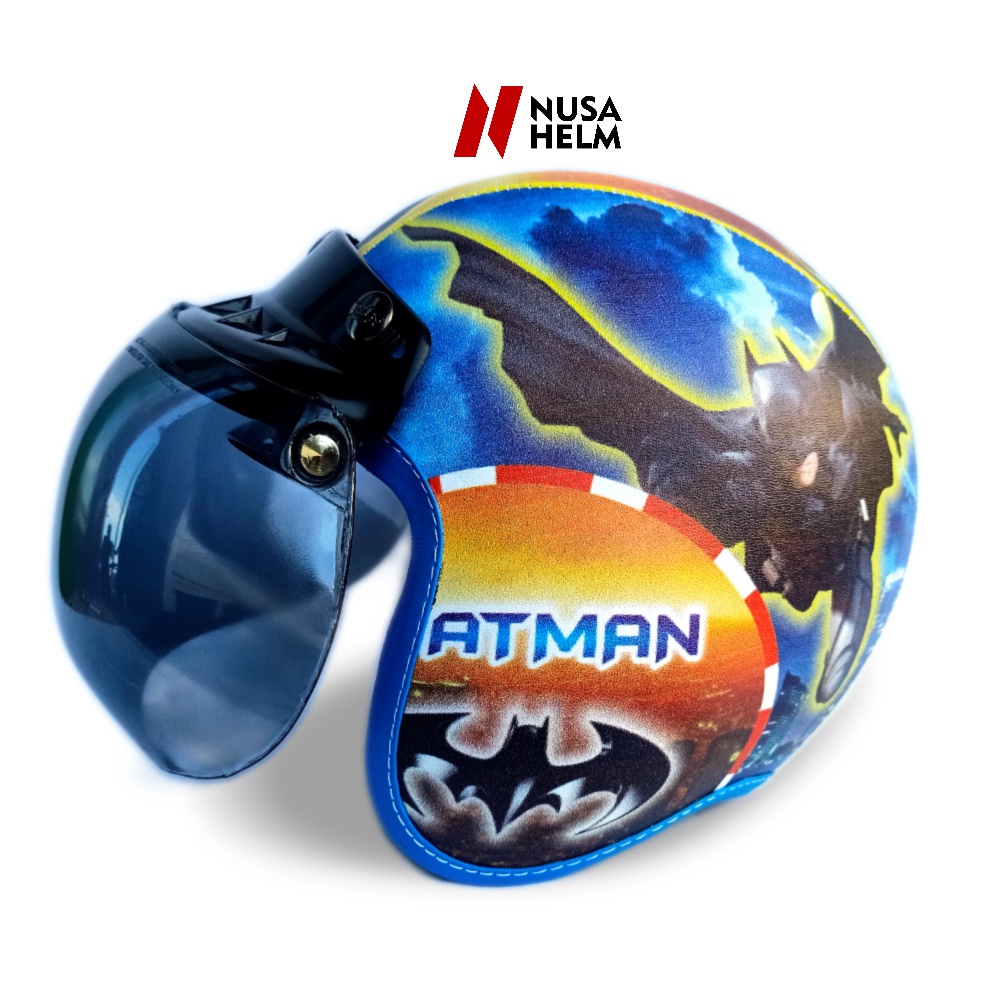 Helm Bogo Anak 6 7 8 9 10 Tahun Pilot Garis Karakter Retro Batman Ringan Nyaman