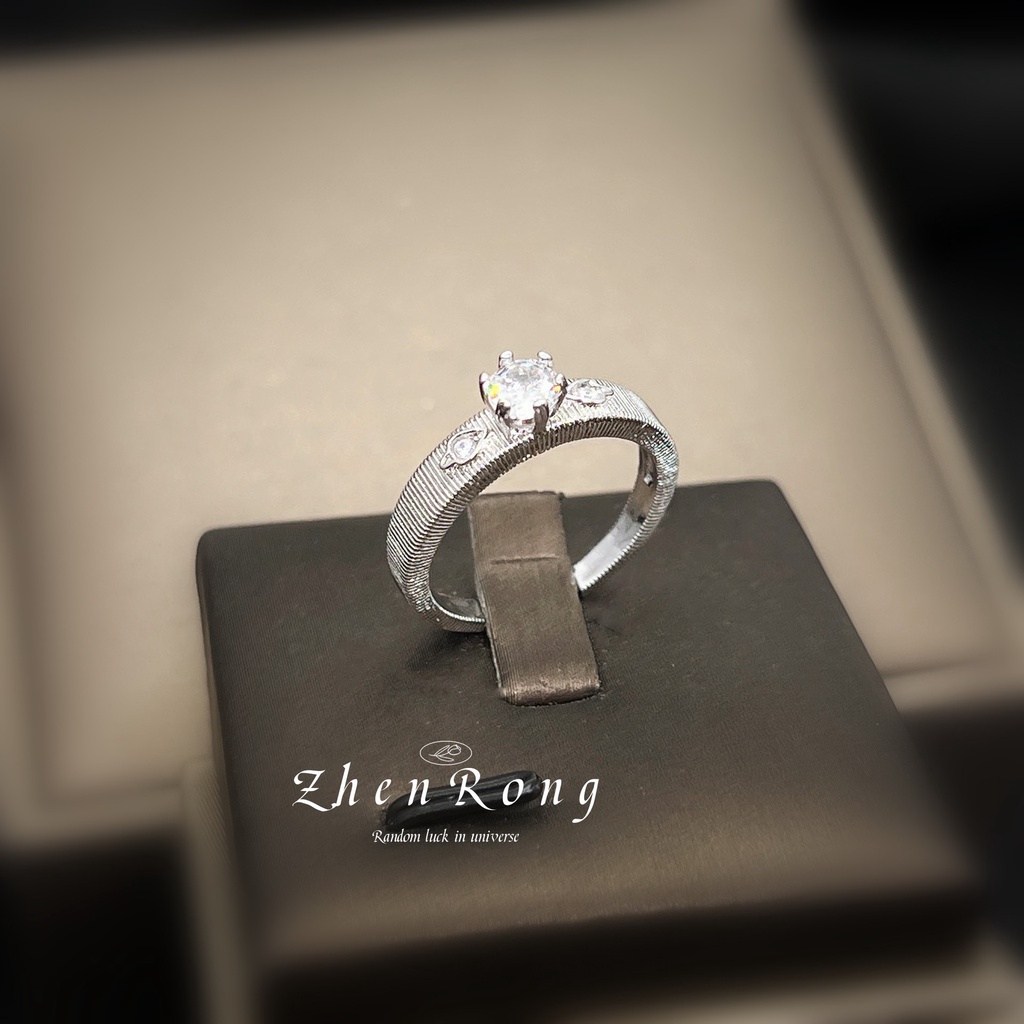 Goldkingdom Fashion Perhiasan Aksesoris Ready Stock Antik-Ukir Emas Sterling Perak Buatan Tangan Bergaris Sisi Sempit Cincin