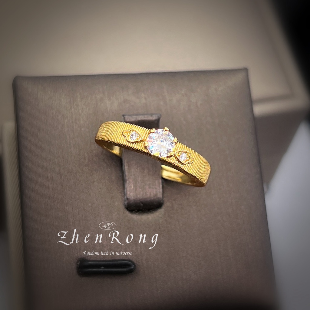 Goldkingdom Fashion Perhiasan Aksesoris Ready Stock Antik-Ukir Emas Sterling Perak Buatan Tangan Bergaris Sisi Sempit Cincin