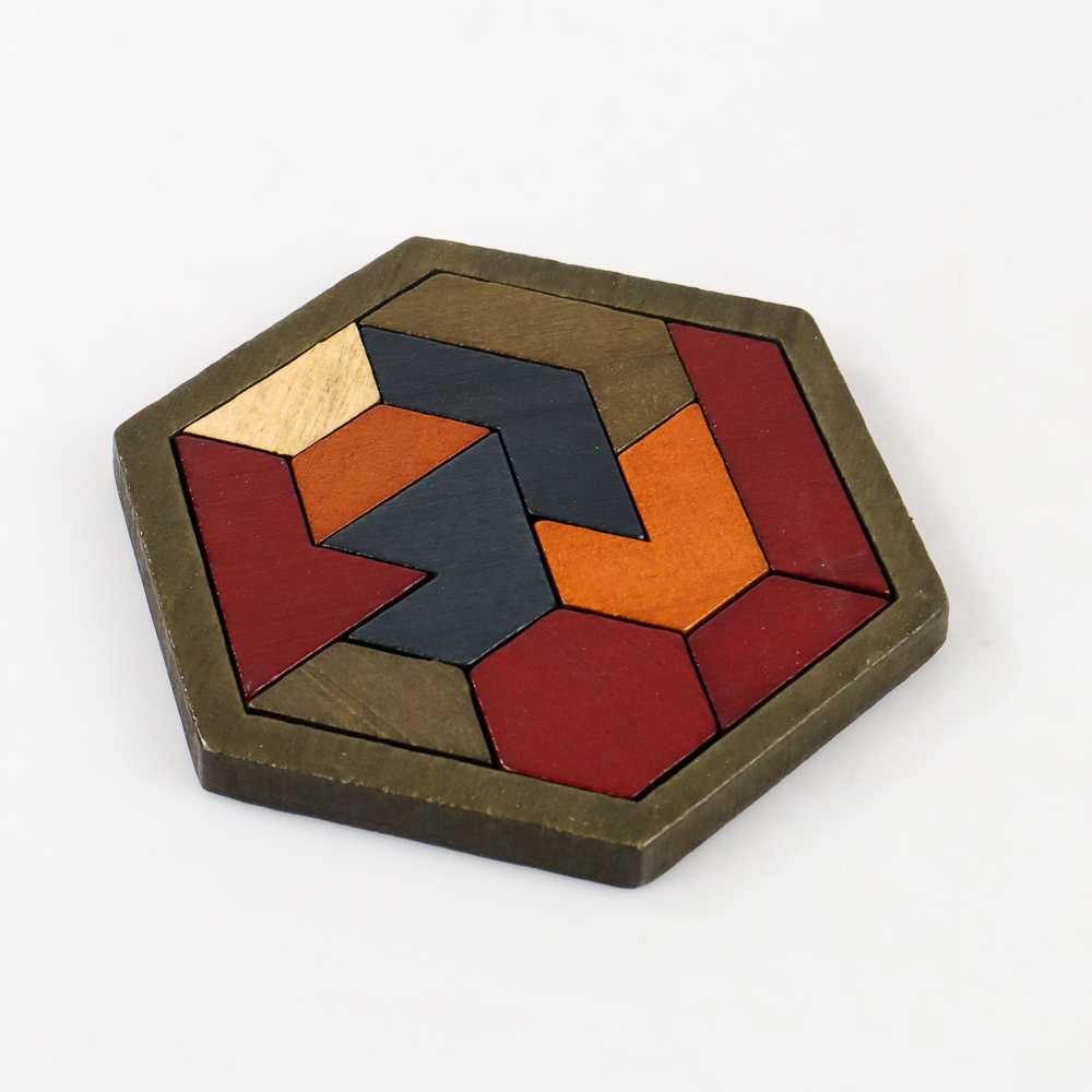 JOKEJOLLY Mainan Anak Hexagonal Wooden Geometric Shape Puzzle - JK-780 ( Mughnii )