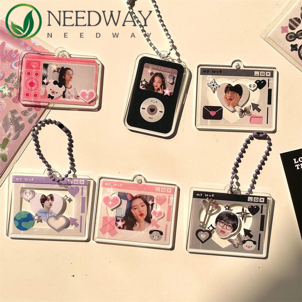 Needway   Bingkai Foto Gantungan Kunci Backpack Decor Kawaii Transparan Tempat Photocard Ransel Liontin Photocard Key Rings