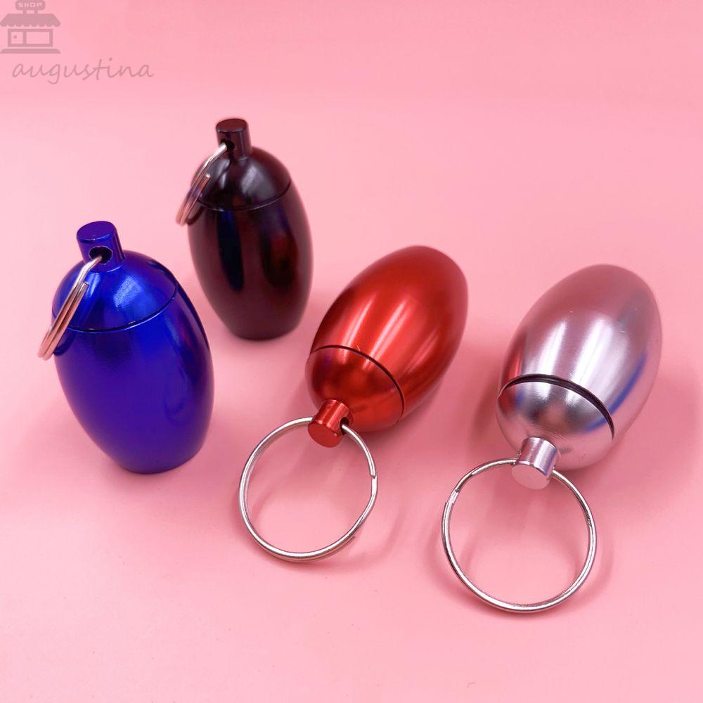 Agustina Aluminium Pill Box Travel Tahan Air Kotak Penyimpanan Pil Wadah Tablet Perawatan Sehat Kotak Penyumbat Telinga Gantungan Kunci
