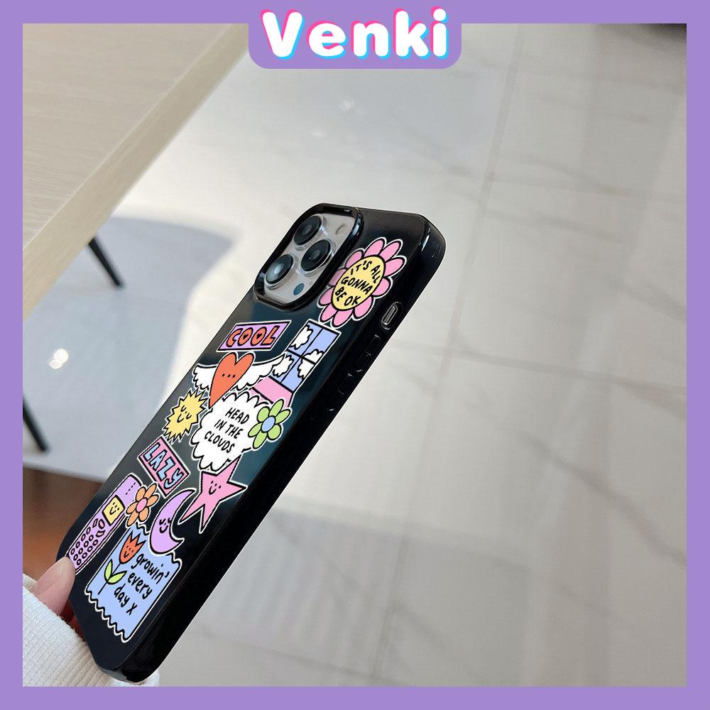 VENKI - For iPhone 11 iPhone Case Black Glossy TPU Soft Case Shockproof Protection Camera Cute Cartoon Compatible with iPhone 14 13 Pro max 12 Pro Max 11 xr xs max 7Plus 8Plus