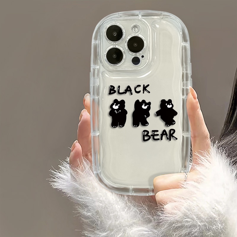 IPHONE Luck Bear Shockproof Case Kompatibel Untuk Casing Ponsel Iphone11 14 13 12 Pro XS Max X XR 7 +8 Plus Cover Silikon TPU Transparan Lembut