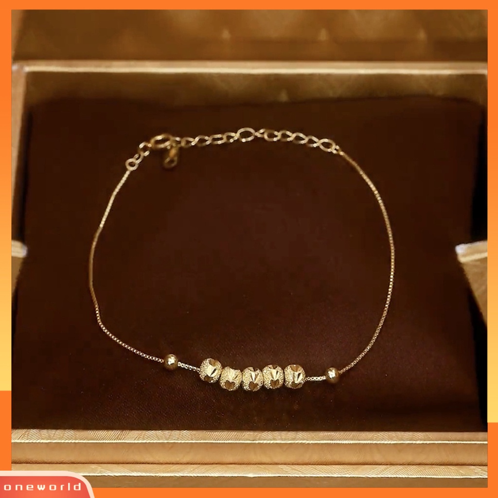 [EONE] Wanita Gelang Warna Emas Temperamen Ramping Elegan Adjustable Membawa Keberuntungan Paduan Transfer Manik-Manik Pesona Wanita Bangle Perhiasan Fashion