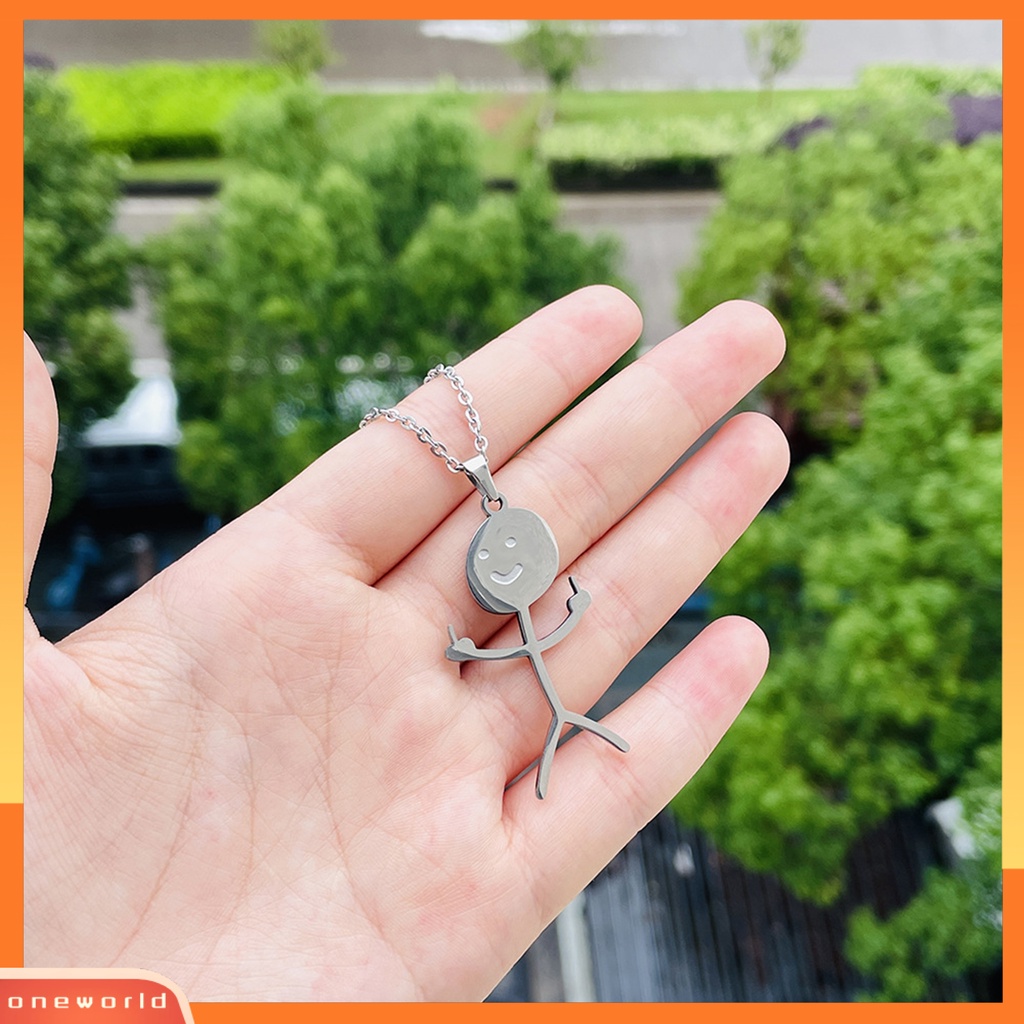 [EONE] Liontin Kalung Geometris Mengkilap Gloss Kepribadian Sederhana Electroplating Dress Up Stainless Steel Pria Wanita Lucu Doodle Rantai Kalung Perhiasan Fashion Aksesori