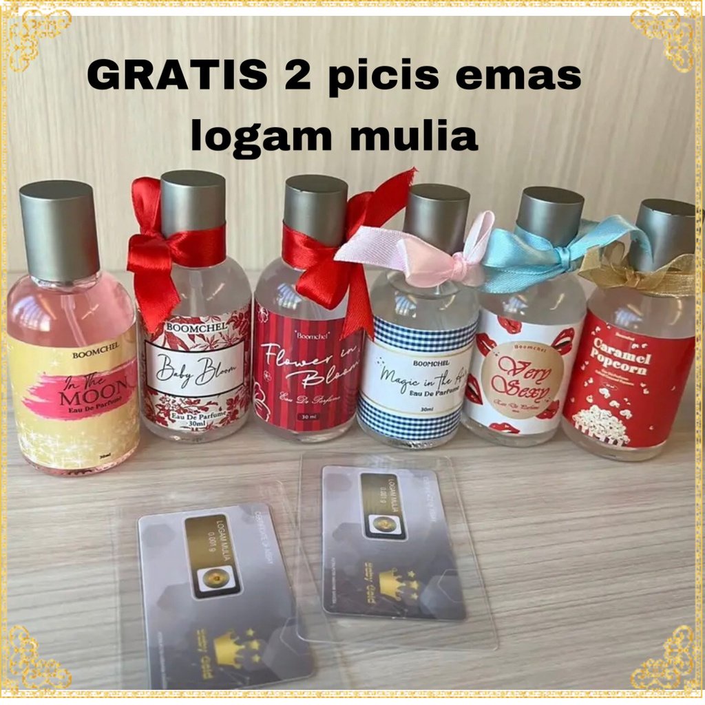 ( PARFUM GRATIS EMAS ) PAKET 6 BOTOL PARFUM  ORIGINAL BONUS EMAS LOGAM MULIA ASLI
