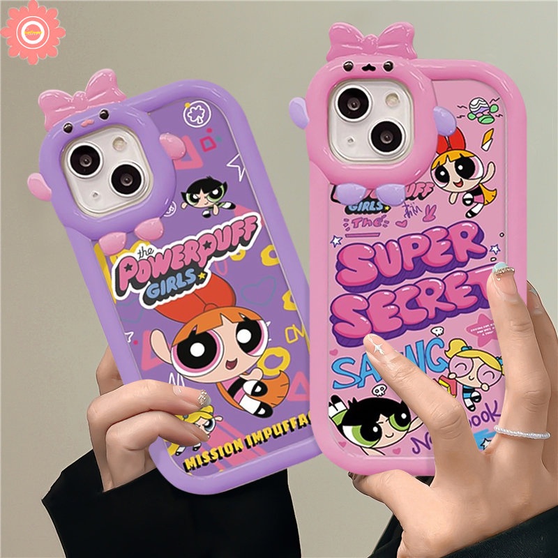 Casing Realme C31 C1 C33 C25Y C25s 5 8 9i 9Pro+9c15 C35 C12 C25 C30 C3 C21 C20 C21Y 7i 7 5s 8Pro 5i 6i C17 Lembut Lucu Ikatan Simpul 3D Lensa Monster Kecil Kartun The Super Girls Sarung