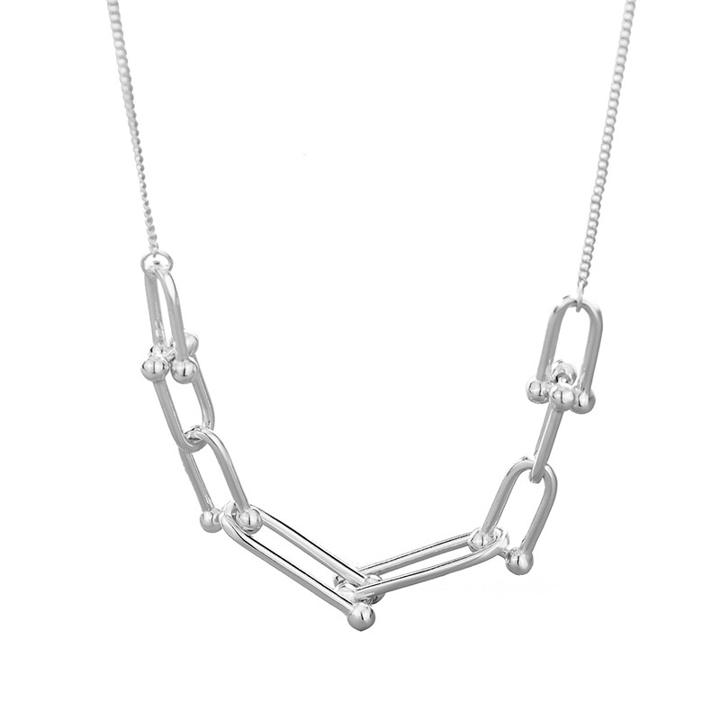 In Stock Sterling Silver S925 Kalung Emas 18K Rantai Serbaguna patchwork Berbentuk U Kalung Liontin Rantai Untuk Wanita