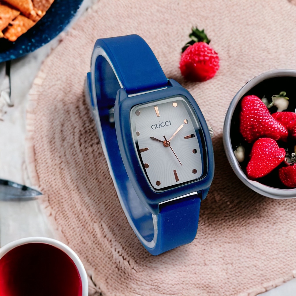 COD✅ Jam Tangan Wanita Fashion Oval Strap Silikon Gaya Korea Analog Quartz Watch Busana Remaja   S1279
