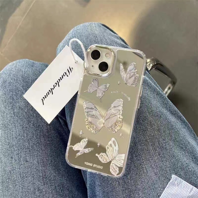 Cocok Untuk Iphone14 Pro Max iPhone Phone Case Cermin Casing Ponsel Kuat Kamera Perlindungan Tahan Guncangan Gaya Sederhana Kompatibel Dengan Iphone13 13pro 13prm iPhone 11 7Plus 8Plus Xr XS 12 Pro Max Casing Ponsel
