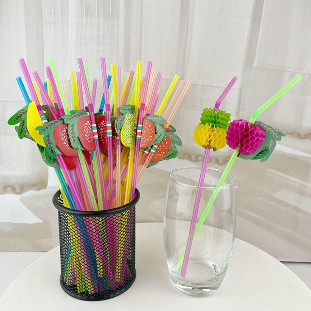 Nickolas1 Sedotan BBQ Multicolor Straw 3D Aneka Fashion Kertas Dekorasi Kolam Cocktail