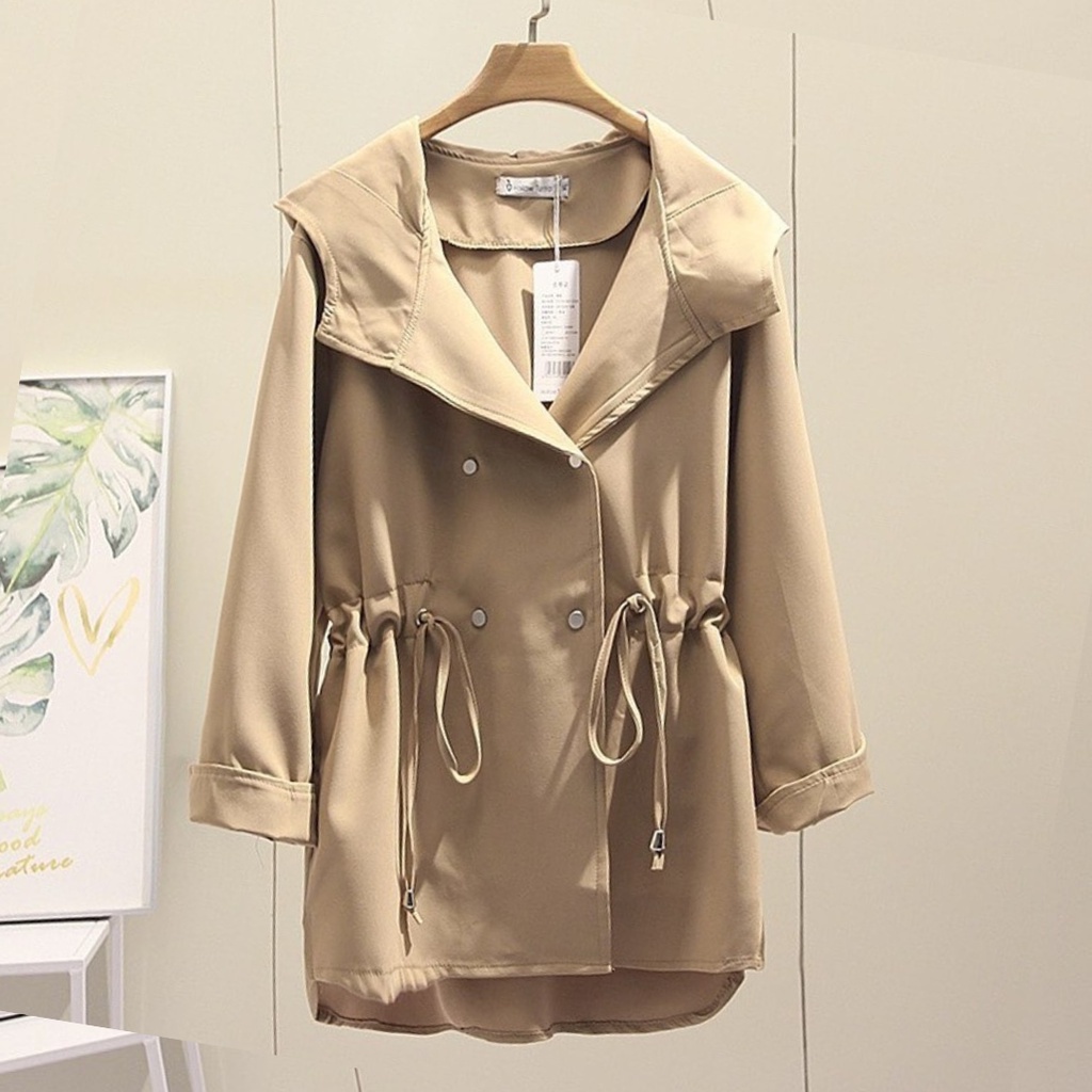 Vallina Outfit - Wrinkle Pocket Jacket Parka Hoodie Canvas Premium Outerwear Remaja Wanita Korean St