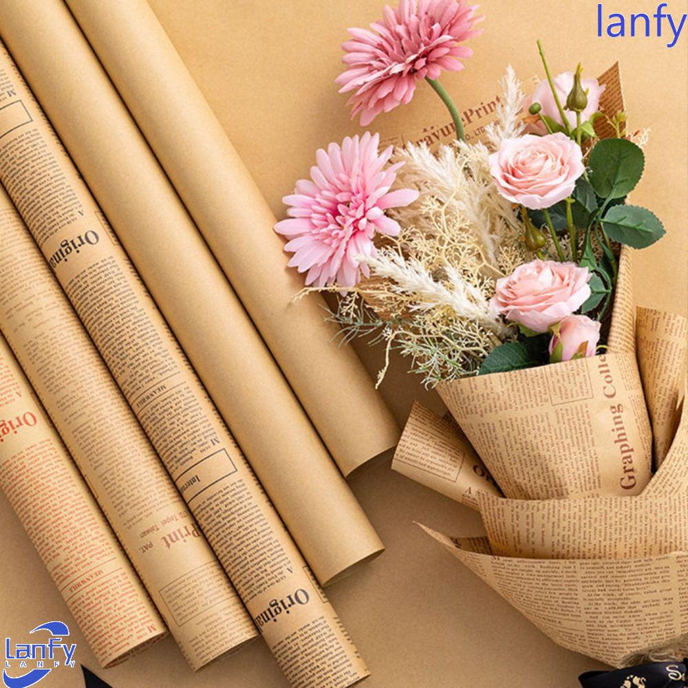 Lanfy Koran Inggris DIY Vintage Kemasan Kado Florist Flower Wrapping Bouquet Paper