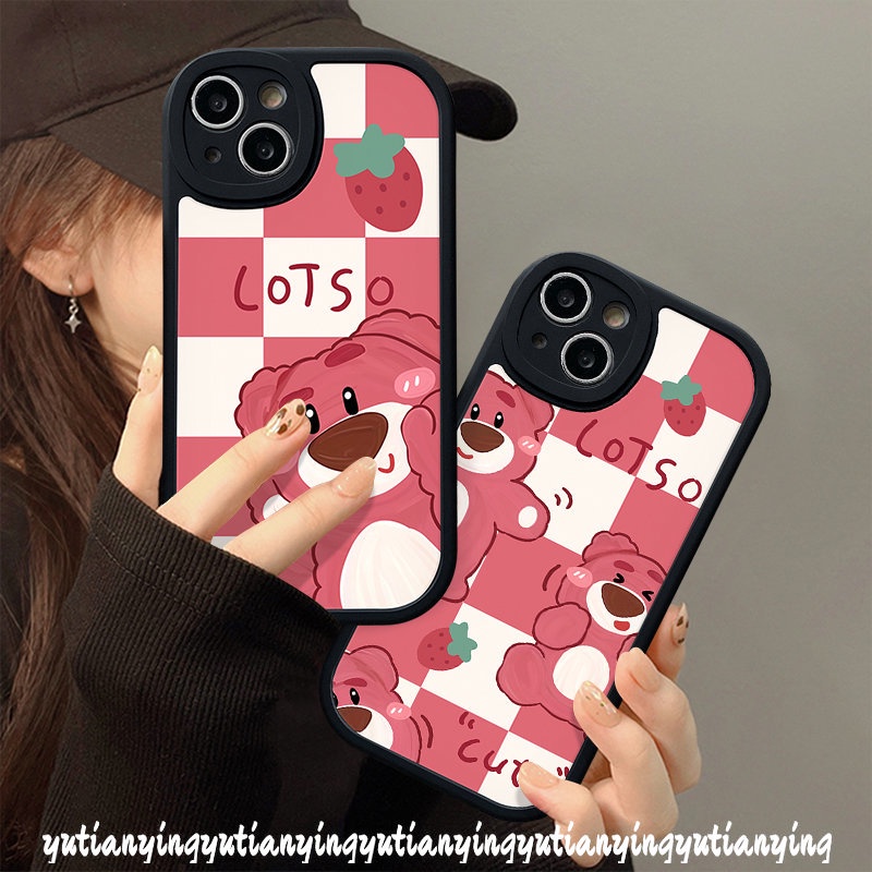 Soft Tpu Back Case for Infinix Hot 10T 10 11 11s 10s 9 Play Smart 5 6 Hot 11s 10s 11 10T 10 Lite Note 8 Cartoon Lovely Strawberry Bear Lotso Cover