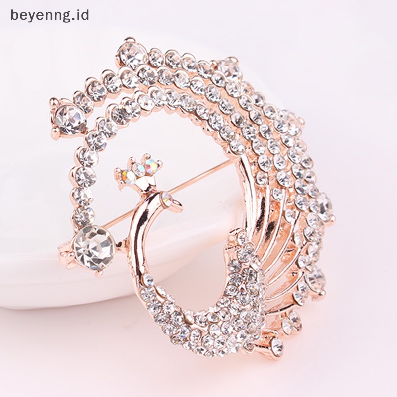 Beyen Kristal Merak Hewan Korsase Perjamuan Dekorasi Wanita Syal Bros Pin Perhiasan ID