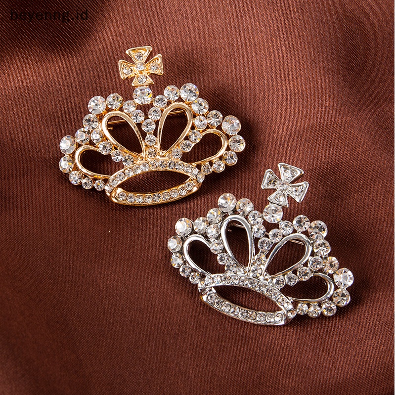 Beyen Fashion Mahkota Bros Berlian Imitasi Pin Gaun Dekorasi Gesper Pin Perhiasan Aksesori ID