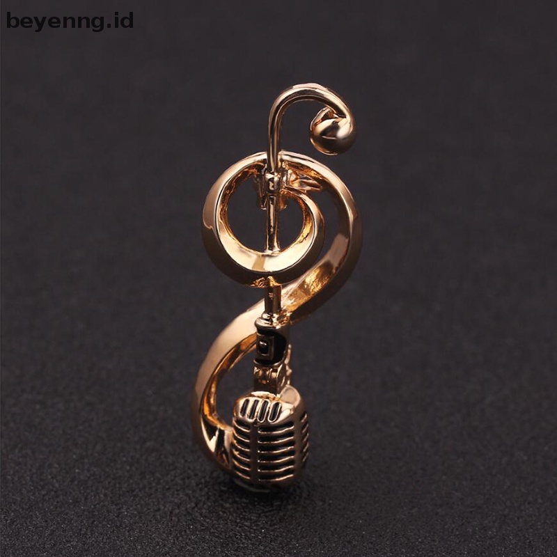 Beyen Mikrofon Antik Musik Note Bros Kerah Pin Wanita Korsase Topi Perhiasan Hadiah ID