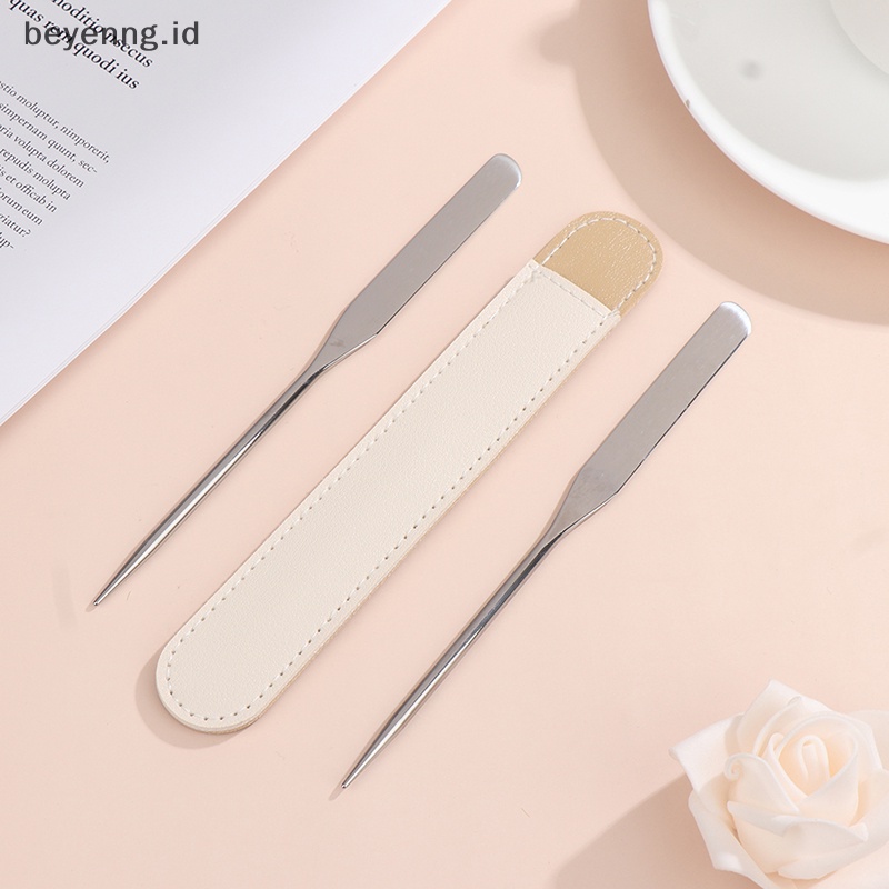 Beyen Spatula Toner Makeup Kepala Ganda Bahan Stainless Steel Dengan Stik Pencampur Tas PU ID