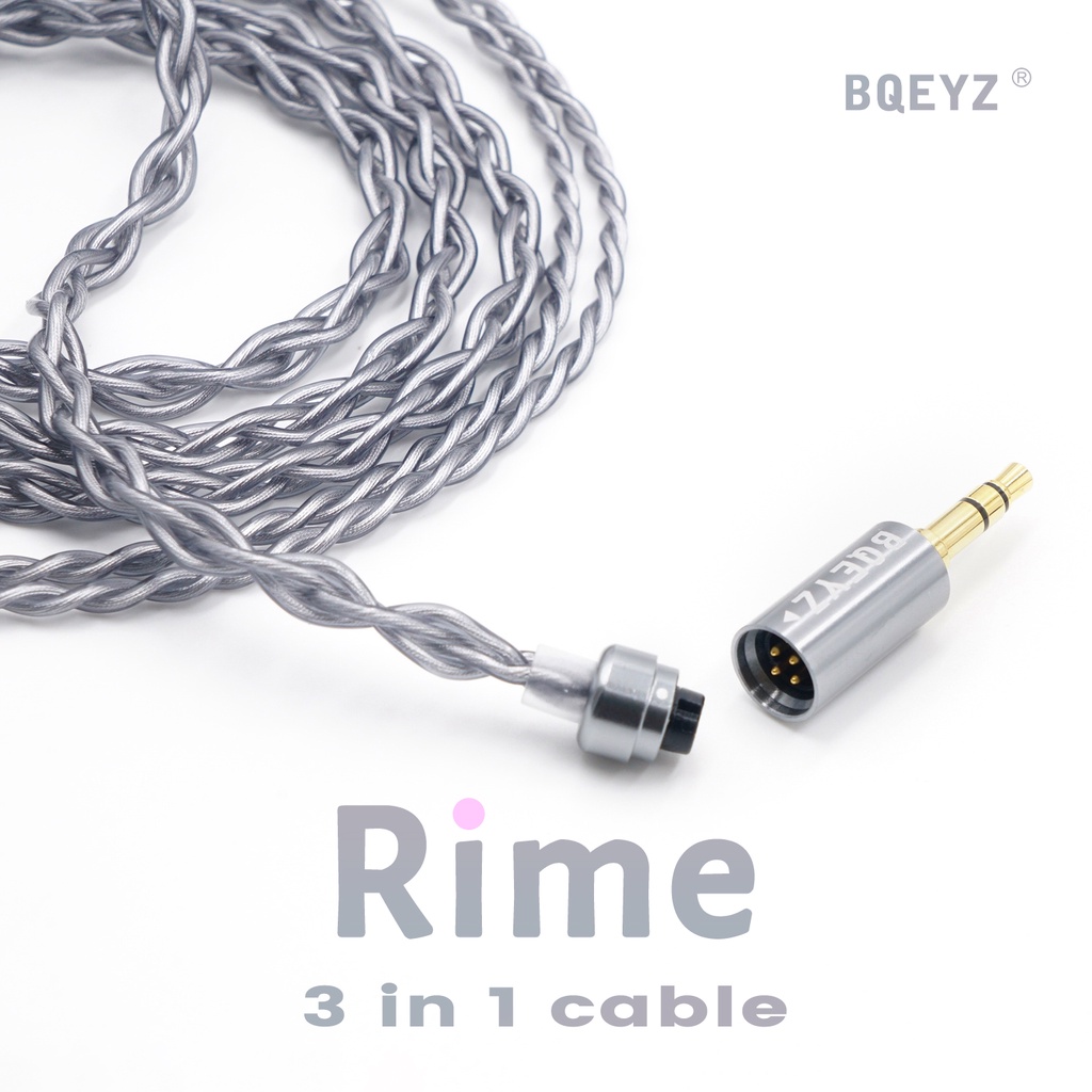 Bqeyz Kabel Peningkatan Musim Dingin Rime 0.78mm 2pin Tunggal Kristal Tembaga Perak Hybrid Earphone Dengan Kawat Yang Dapat Dilepas