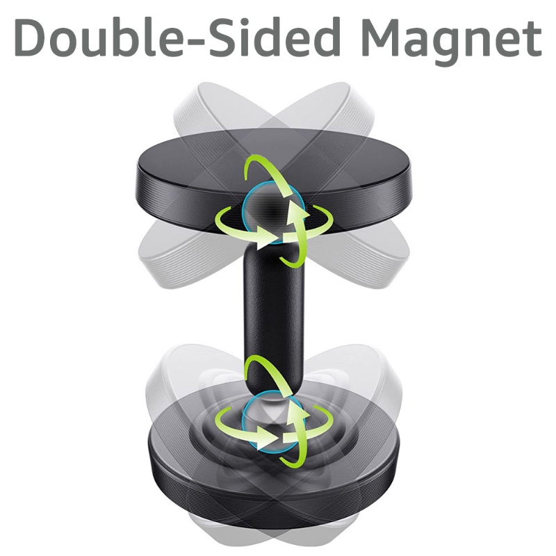 Dua Sisi Universal Rotatable Magnetic Phone Holder Baru Portable Hitam Dual Magnet Phone Mount Stand Untuk Gym Dapur Mobil Penyerap Permukaan Logam Apapun