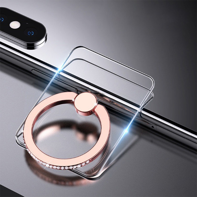 Tempat Cincin Hp Universal Transparan /360 ° Rotasi Smartphone Finger Kickstand Phones Metal Grip Bracket