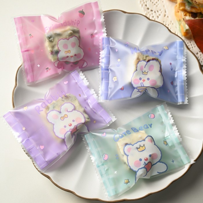 100pc kantong bungkus permen nougat 7x10cm / cookie plastic bag --