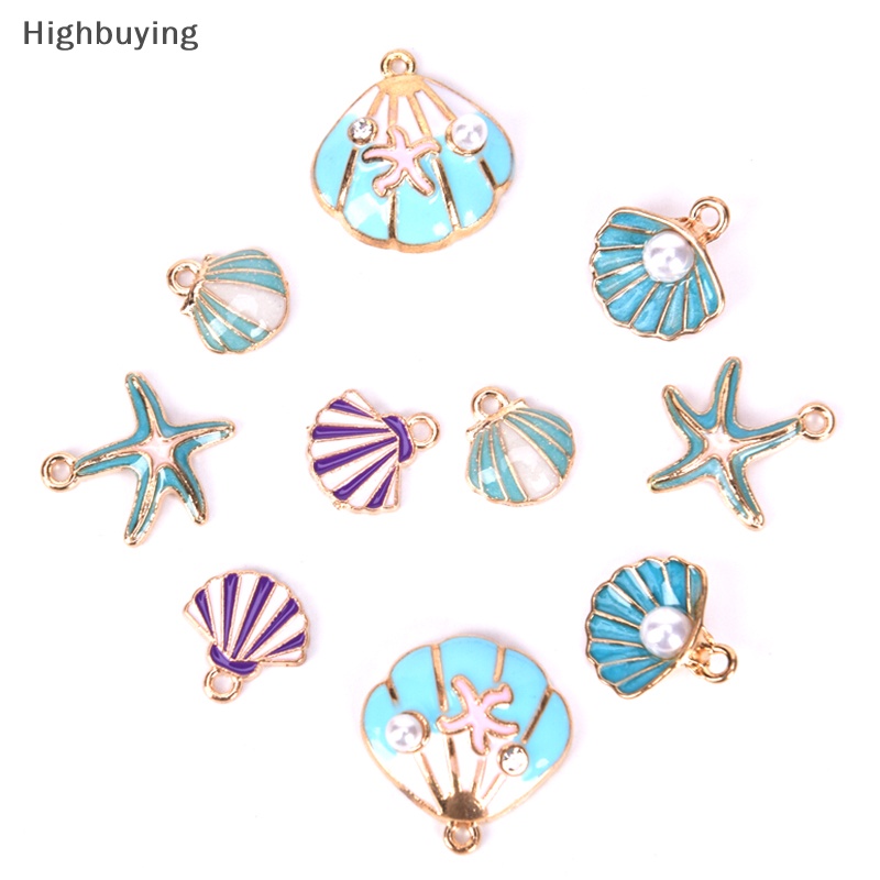 Hbid 10pcs/lot Enamel Sea Starfish Shell Ch Liontin DIY Membuat Perhiasan Temuan Glory