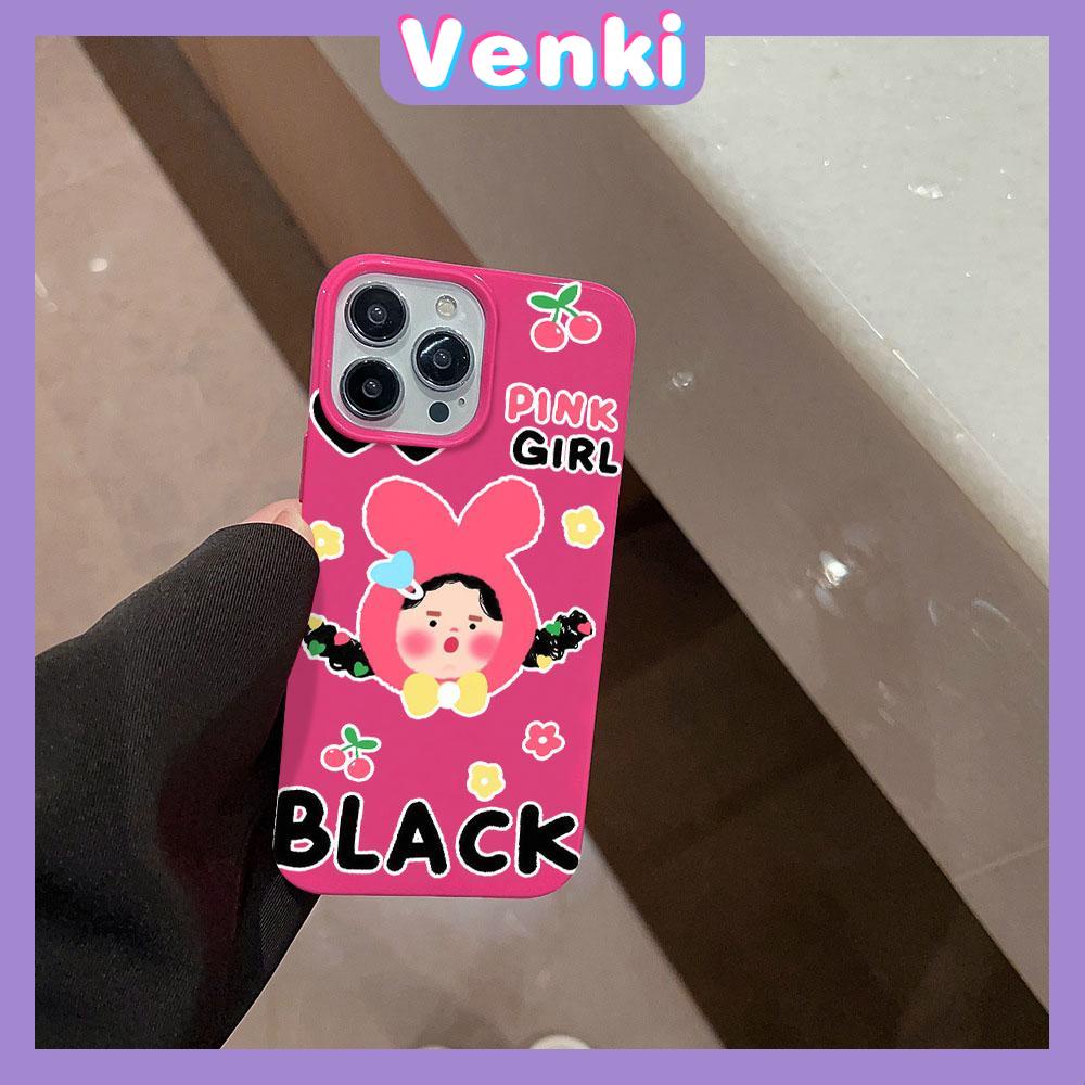 VENKI - For iPhone 11 iPhone Case Red Glossy TPU Soft Case Shockproof Protection Camera Cute Curly Hair Girl Compatible with iPhone 14 13 Pro max 12 Pro Max xr xs max 7Plus 8Plus