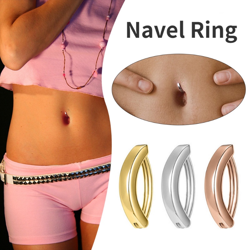 Wanita Fashion Stainless Steel Glossy Piercing Perut Kancing Cincin Kepribadian Logam Hypoallergenic Pusar Tombol Rings Aksesoris Perhiasan Tubuh