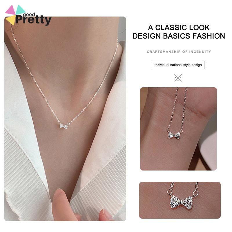 Kalung Bergaya Musim Panas Busur Tulang Selangka Rantai Wanita Fashion Sederhana Manis Liontin  - PD