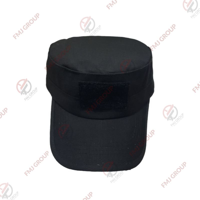 Topi Komando Tactical Army Polos / Topi Komando Allsize Perekat Velcro Hitam