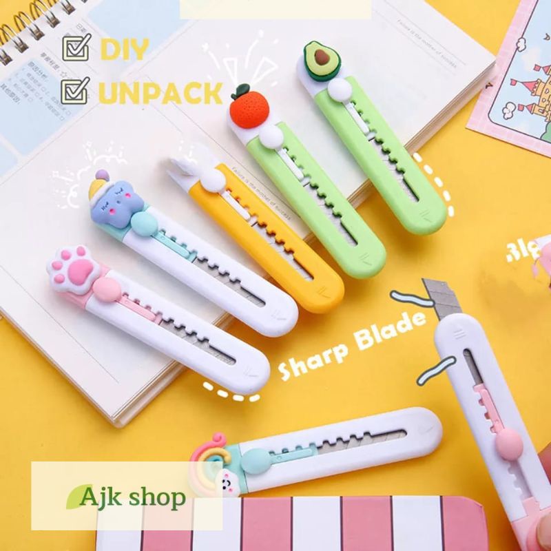 Mini Cutter Pisau Karakter Lucu Alat Pemotong Kertas Sebaguna