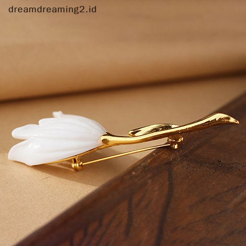 (drea) Bunga Tulip Enamel Bros Pin Kerah Lapel Syal Decor Perhiasan Garment Jewelry//