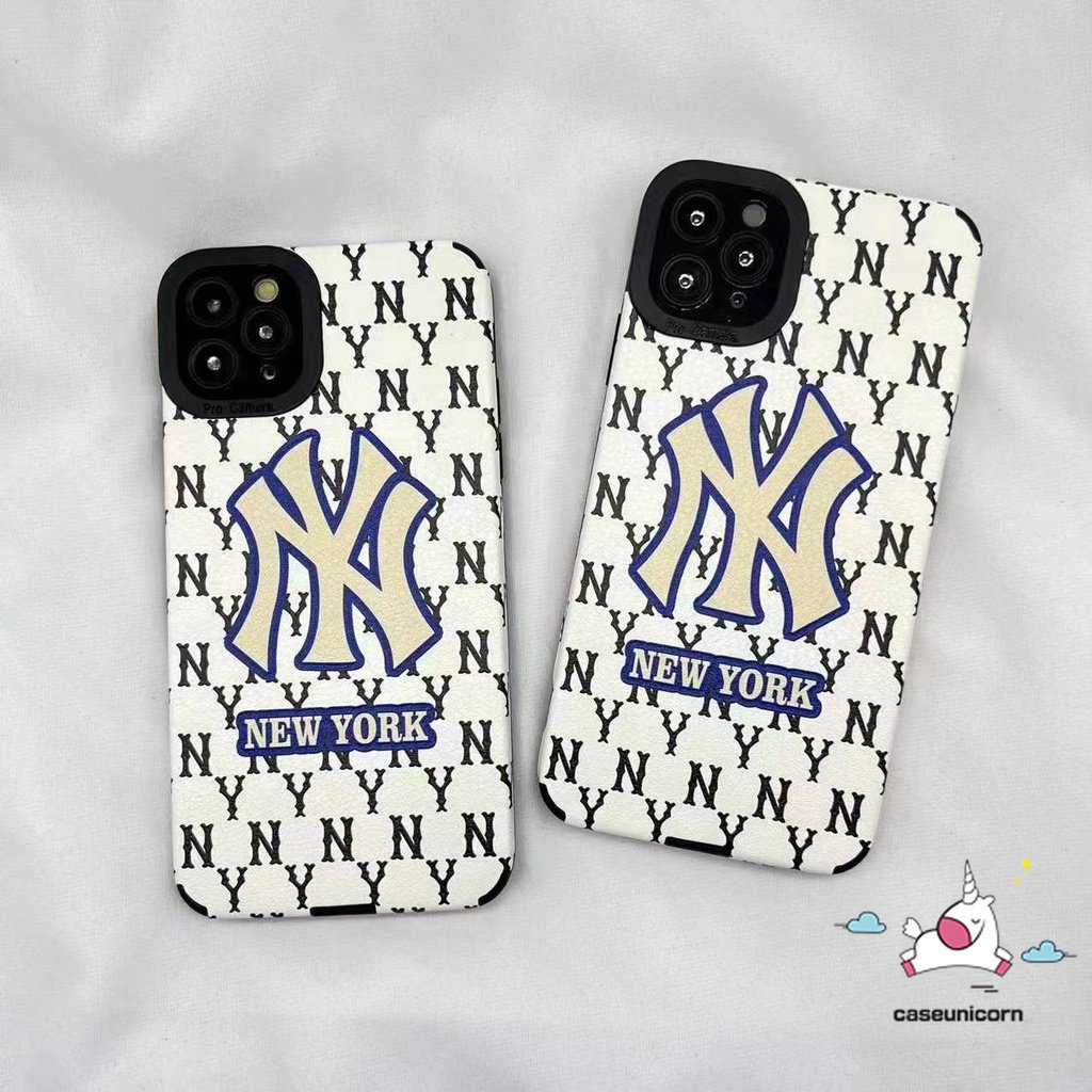 IPHONE Casing Ponsel NY Merek Trendi Kompatibel Untuk Iphone11 14 12 13 Pro MAX 7Plus 8Plus 7 8 Plus XR X XS MAX Silicon Tpu Lembut Shockproof Mewah Tekstur Kulit Phone Cover