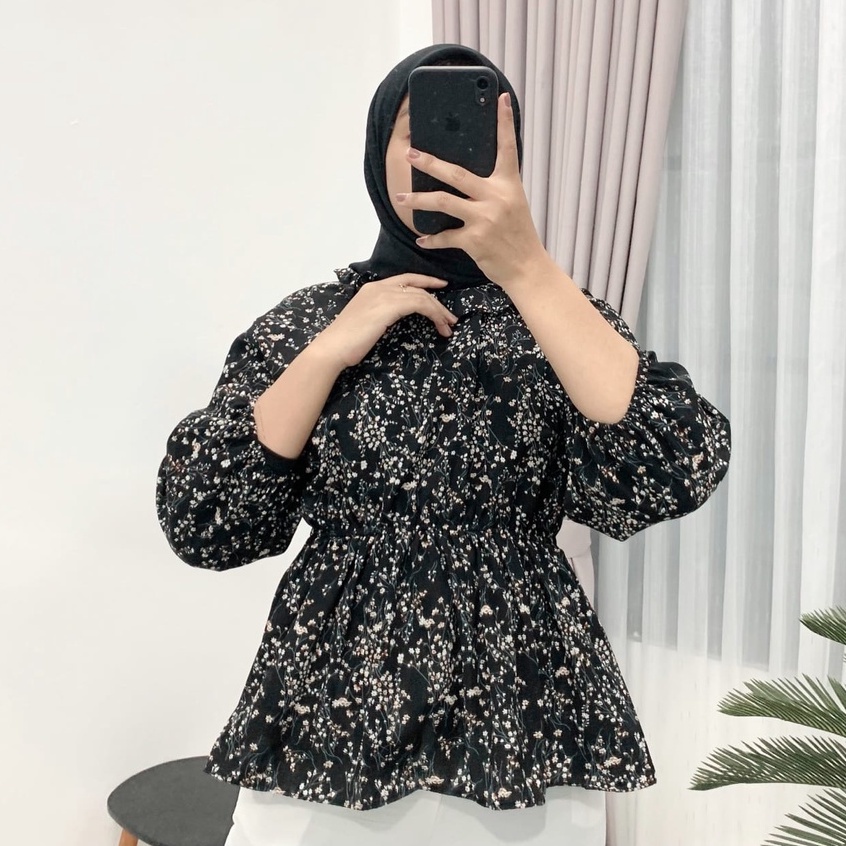 BLOUSE MOTIF BUNGA / ATASAN KOREAN STYLE VINTAGE / KEMEJA WANITA / ATASAN WANITA